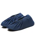 Navy blue washable mesh fabric shoe covers with elasticated opening - Adult Mesh Style / Dark Blue
