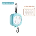 Portable light blue retractable clothesline set with 10 non-slip buckles for travel use - About 10m (With 10 Clips) / Blue