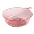 Transparent pink cherry blossom plastic washbasin with hanging loop for home and dorm use. - S / Pink