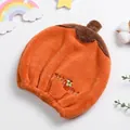 Cute persimmon-shaped children's hair drying cap in soft orange coral fleece material. - Persimmon Style (Hao Shi Er) / Orange / Hair Drying Cap