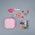 Kit de couture portable complet avec boîte de rangement rose et fils multicolores - Rose