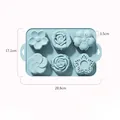 6-vaks siliconen bakvorm in bloemvorm, lichtblauw voor 3D bakken - Blauw 6 Holtes Bloemen