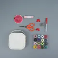 Kit de couture portable complet avec mini boîte blanche, 16 fils de couleur et outils - Blanc