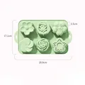 Lichtgroene 6-vaks siliconen bakvorm met bloempatronen, afmetingen 28,8x17,1x3,5 cm - Groen 6 Holtes Bloemen