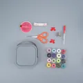 Kit de couture portable gris complet avec boîte de rangement et outils essentiels pour la maison - Gris