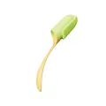 Long-handle pet finger toothbrush with green silicone bristles and yellow handle. - Green