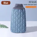 Durable blue 3D textured exfoliating bath mitt for gentle and deep skin cleansing - Dark Blue