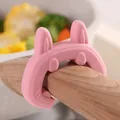 Heat resistant pink silicone rabbit spatula holder and pot lid overflow preventer tool - Spatula Holder / Pink