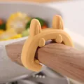 Creative orange silicone bunny pot lid holder and anti-overflow clip for pan handles - Spatula Holder / Yellow