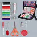 Mini 10-piece portable sewing kit set with floral printed zipper pouch and colorful threads - Purple Floral Bag / Set / Purple