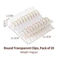 Confezione da 20 mollette trasparenti in PC, design antiscivolo per asciugatura antivento - 20 Pezzi (Circolare) / Trasparente