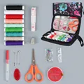 Complete portable sewing kit with floral print zipper bag and 10 sewing tools - Flowers in Bloom / Set / Colorful