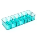 Transparent green plastic data cable storage box with 8 compartments for desk organization - 8 Compartments / Blue