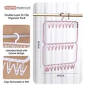 Double-layer laundry drying rack with 26 clips for socks in bean paste pink - 26 Clips / Pink