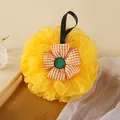 Yellow sunflower shaped bath loofah sponge with soft mesh and hanging strap - Sun Flower Shape / Yellow