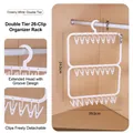 Multi-functional creamy white double-layer sock drying rack with 26 detachable clips - 26 Clips / White