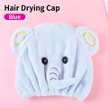 Light blue microfiber elephant-shaped quick-dry absorbent hair drying cap towel - 1 Piece / Blue Elephant