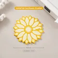 Yellow sunflower shaped soft silicone heat insulation coaster for desktop, 90mm diameter - Sunflower / Coaster
