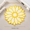 Yellow sunflower silicone heat-resistant placemat and coaster with 150mm diameter - Sunflower / Placemat