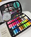 Professional portable sewing kit with multi-colored threads and various tools in black case - Black Printed Bag Upgrade / 128-Piece Set / Black