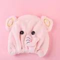 Cute pink elephant cartoon hair drying cap made of absorbent microfiber for children - 1 Piece / Pink Elephant