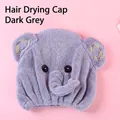 Cute dark grey elephant cartoon hair drying cap for quick absorbent and efficient drying - 1 Piece / Gray Elephant
