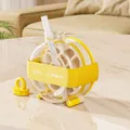 Botella de agua redonda para hacer hielo en amarillo con correa de silicona y pajita - Con Cinta y Pajita / Amarillo