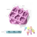 Purple silicone popsicle mold with 6 fruit shapes and lid, overall size 15x12.2x2.2cm - YH1203 Fruit Purple