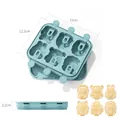 Reusable blue silicone popsicle mold with 6 cute animal shapes, size 15x12.2x2.2cm - YH1204 Animal Blue