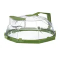 Durable heat-resistant microwave splatter cover with green plastic handle for food heating - Green