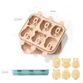 6-cavity cartoon animal silicone popsicle mold with dimensions for DIY ice cream making - YH1204 Animal Pink
