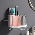 Portaspazzolino da parete per bagno con bicchieri a strisce di colore rosa e grigio - Grigio + Rosa