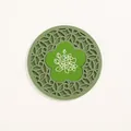 Green floral pattern silicone round heat insulation pad and non-slip coaster for kitchen - Green