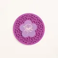 Circular purple silicone heat resistant mat with decorative lotus flower pattern - Purple