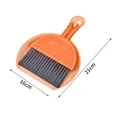 Cute cartoon mini desktop broom and dustpan set for kids and keyboard cleaning orange 16x21cm - Mini Desktop Style (16cm x 21cm) / Khaki + Orange