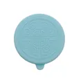 Light blue silicone lid for sauce containers with decorative pattern and pull tab - Light Blue