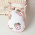 Floral print exfoliating bath mitt with a soft pink border for deep skin cleansing - Bath Scrubber / Pink