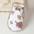 Soft double-sided exfoliating bath glove with elegant leaf print for gentle cleansing - Bath Scrubber / Khaki