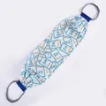 Long exfoliating back scrubber towel featuring a lucky card print design with dual grey handles - Auspicious
