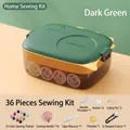 36-piece portable sewing kit box in dark green with essential mending tools - 36 Pieces Set / Dark Green