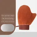 Soft flocking tanning mitt for sunless lotion and body oil application - Elastic Cuff / Coffee