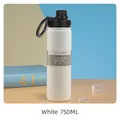 Bouteille d'eau en acier inoxydable isolée sous vide blanche 750ml avec poignée - Couvercle magnétique / 530ml / Blanc