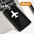 Durable black PVC airplane luggage tag featuring a white icon for travel bags and suitcases - Black