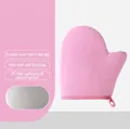 Soft pink flocked tanning mitt for sunless tanning lotion and body oil application. - Flat Opening / Pink