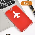 Red PVC square airplane luggage tag with white icon for travel and flight suitcases - Red