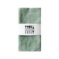 Sage green cotton linen napkin neatly folded with a decorative My Kitchen paper sleeve - Bean Green
