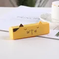 Portable yellow washable lint roller with cute cat design for pet hair removal - Yellow