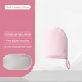 Soft pink flocked tanning mitt for even body lotion and sunscreen application tool - Hand Gesture Style / Pink