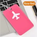 Square rose red airplane luggage tag made of durable PVC soft rubber material - Rose Red