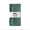 Dark green cotton linen napkin with minimalist kitchen utensil motif packaging sleeve - Dark Green